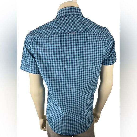 Penguin S/S Button Down in Blue/Turquoise Gotham Plaid Gently Used Size Large - Picture 2 of 8